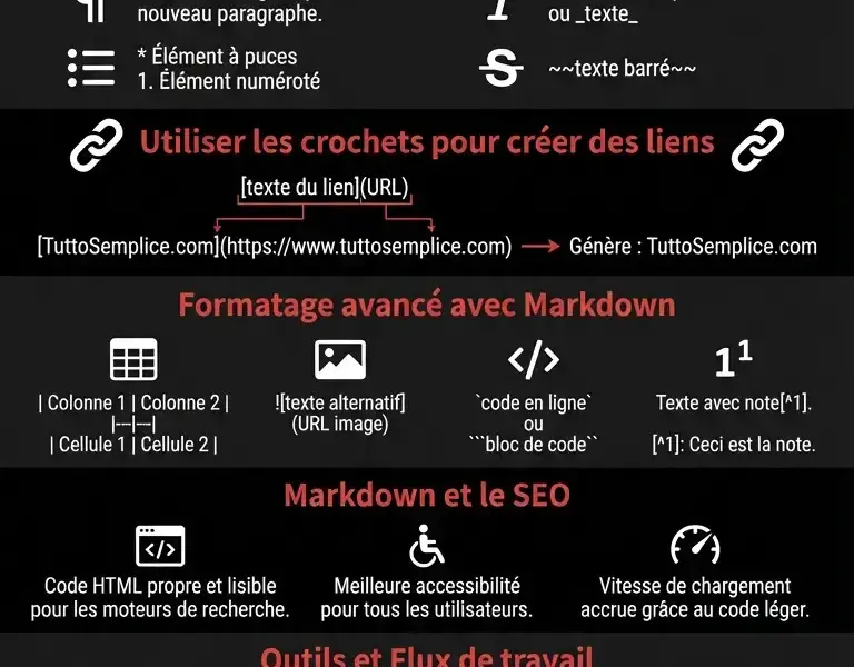 Infografica: Markdown : Formatage du texte avec des crochets