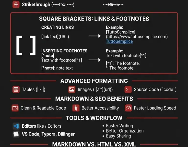 Infografica: Markdown: Text Formatting with Square Brackets