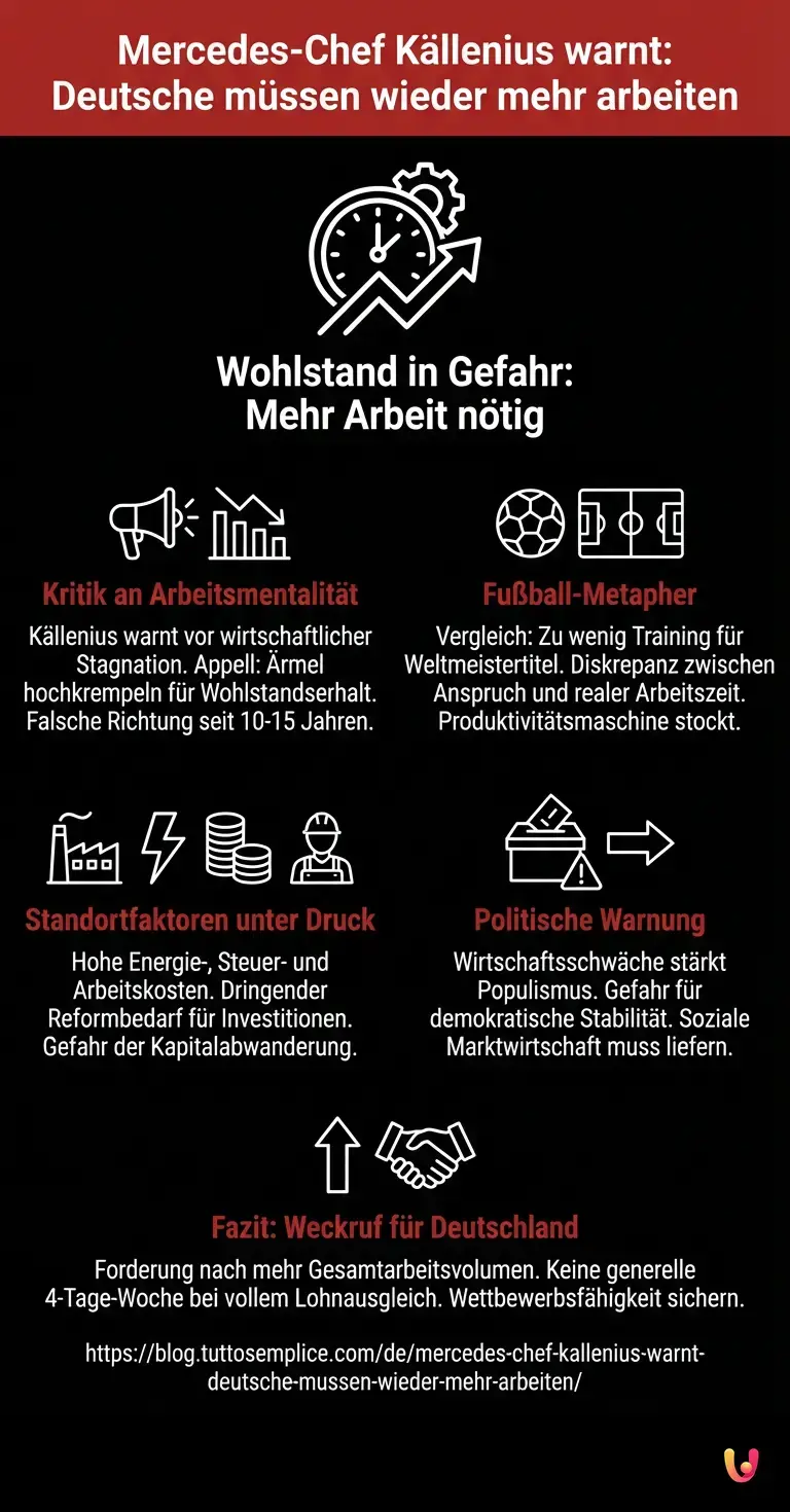 Mercedes-Chef Källenius warnt: Deutsche müssen wieder mehr arbeiten - Zusammenfassende Infografik