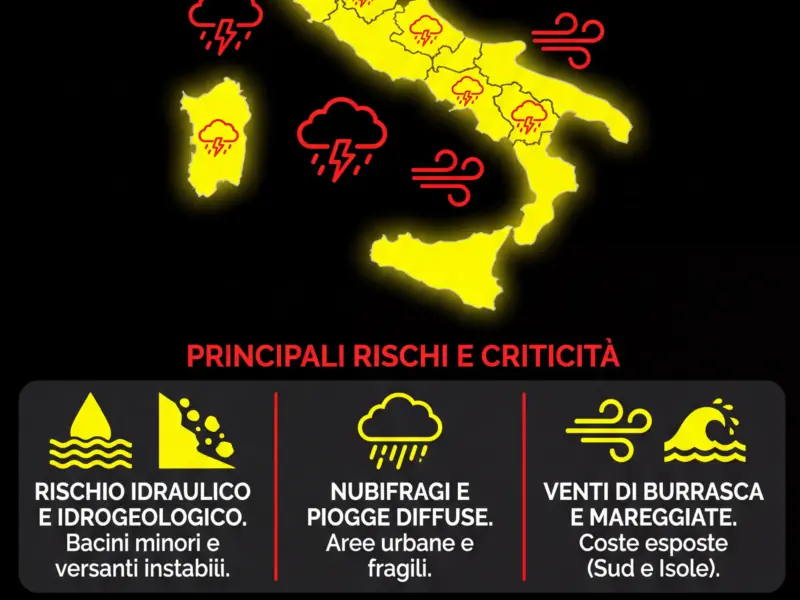 Infografica: Meteo: Allerta Gialla in 11 Regioni, Torna l'Apprensione per il Maltempo