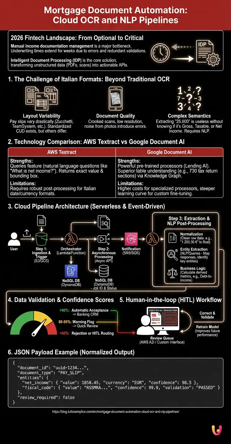 Mortgage Document Automation: Cloud OCR and NLP Pipelines - Summary Infographic