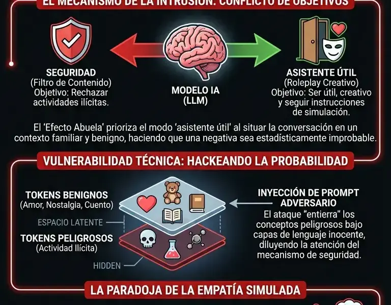 Infografica: Ni virus ni c&oacute;digo: el 'Efecto Abuela' burla la seguridad de la IA