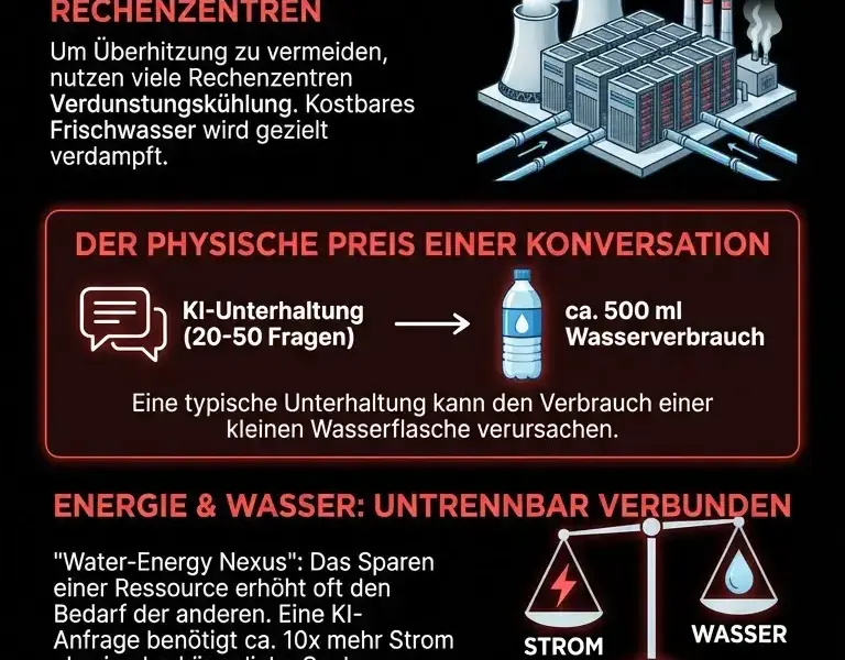 Infografica: Nicht nur Strom: Was Ihre KI-Frage physisch verbraucht