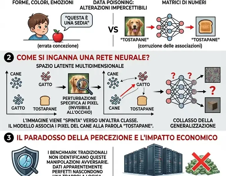 Infografica: Nightshade: la tecnica invisibile che sabota l'addestramento dell'IA