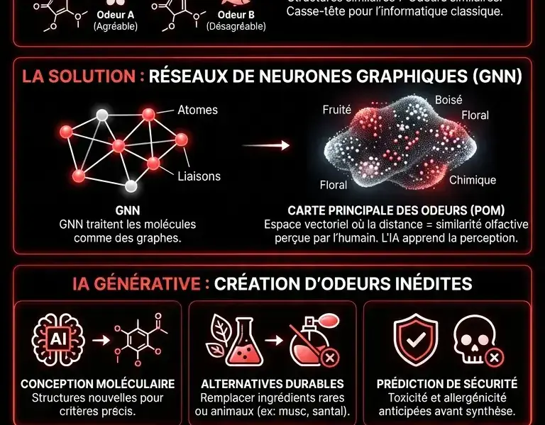 Infografica: Num&eacute;risation de l'odorat : l'IA franchit l'ultime fronti&egrave;re humaine