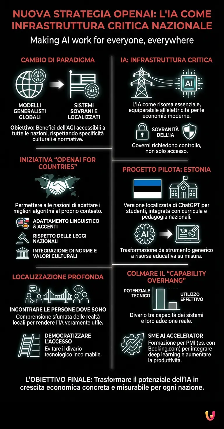Nuova strategia OpenAI: l'IA diventa infrastruttura critica nazionale - Infografica riassuntiva