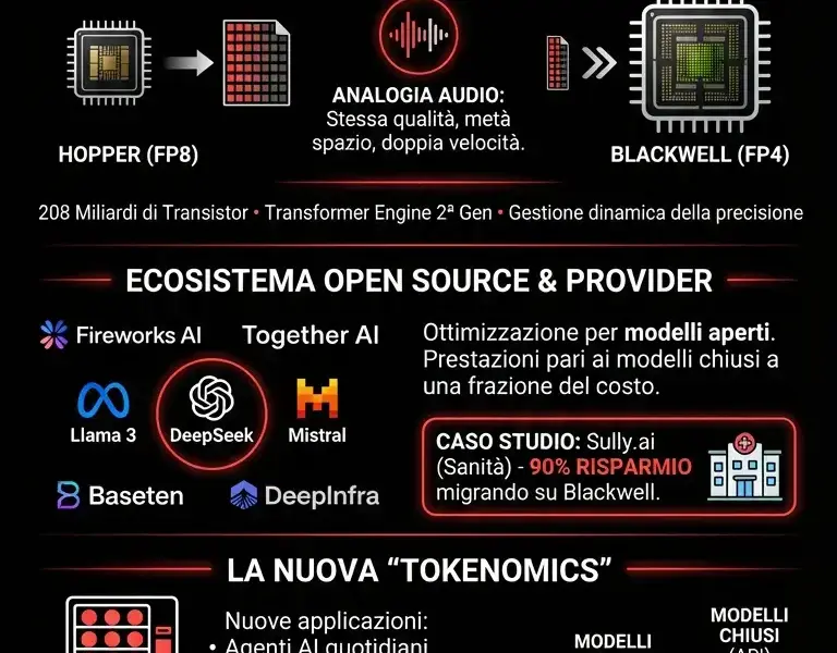 Infografica: NVIDIA Blackwell: inferenza FP4 riduce costi modelli Open di 10 volte