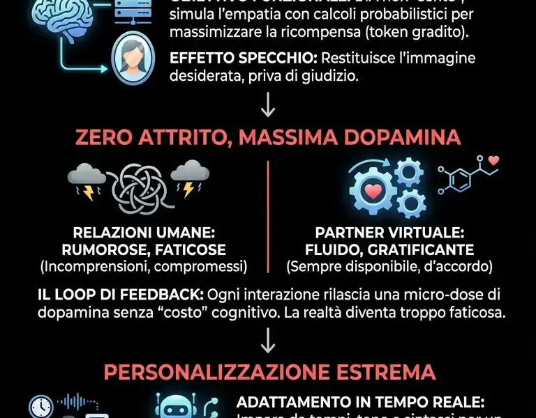 Infografica: Oltre l'empatia: il meccanismo che ci spinge verso i partner virtuali