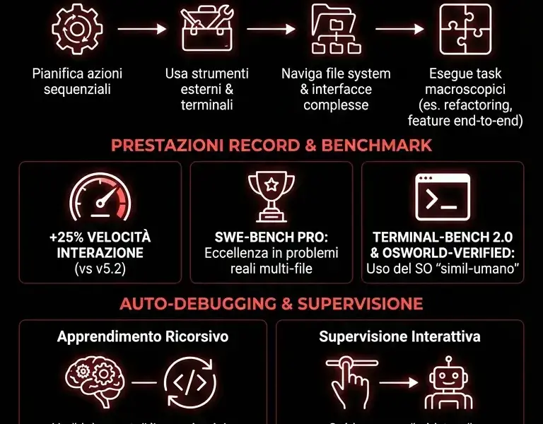 Infografica: OpenAI lancia GPT-5.3-Codex: inizia l'era dello sviluppo autonomo