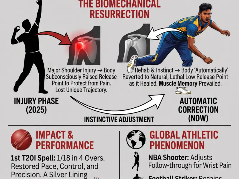 Infografica: Pathirana's 'Automatic' Fix: Sri Lanka Pacer Reveals Body's Instinctive Adjustment Ahead of 2nd T20I vs England