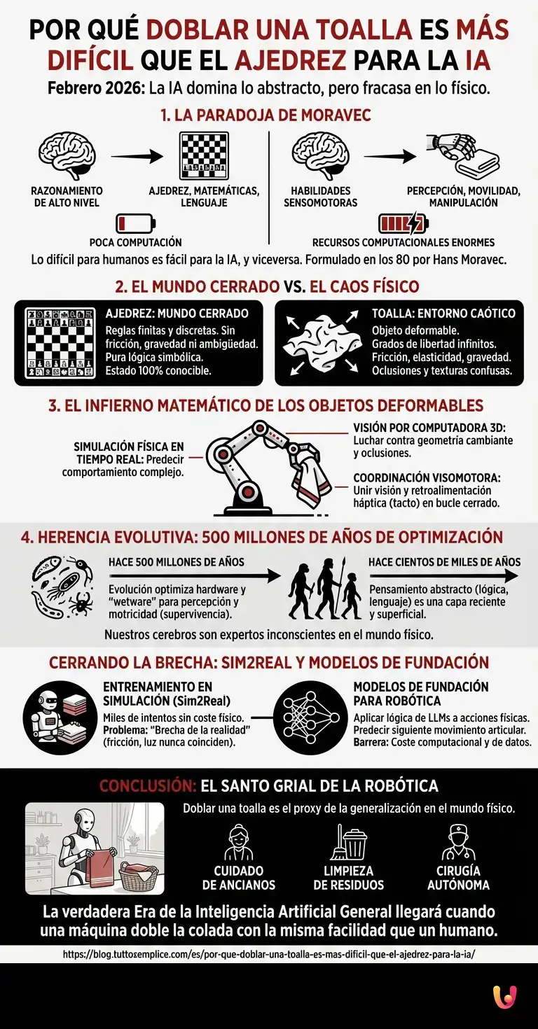 Por qué doblar una toalla es más difícil que el ajedrez para la IA - Infografía resumen