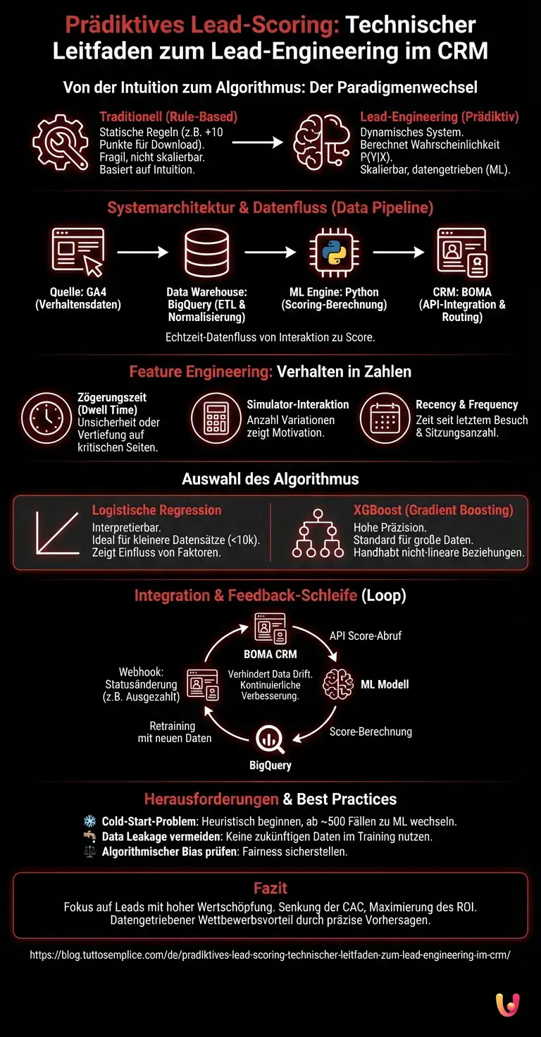 Prädiktives Lead-Scoring: Technischer Leitfaden zum Lead-Engineering im CRM - Zusammenfassende Infografik