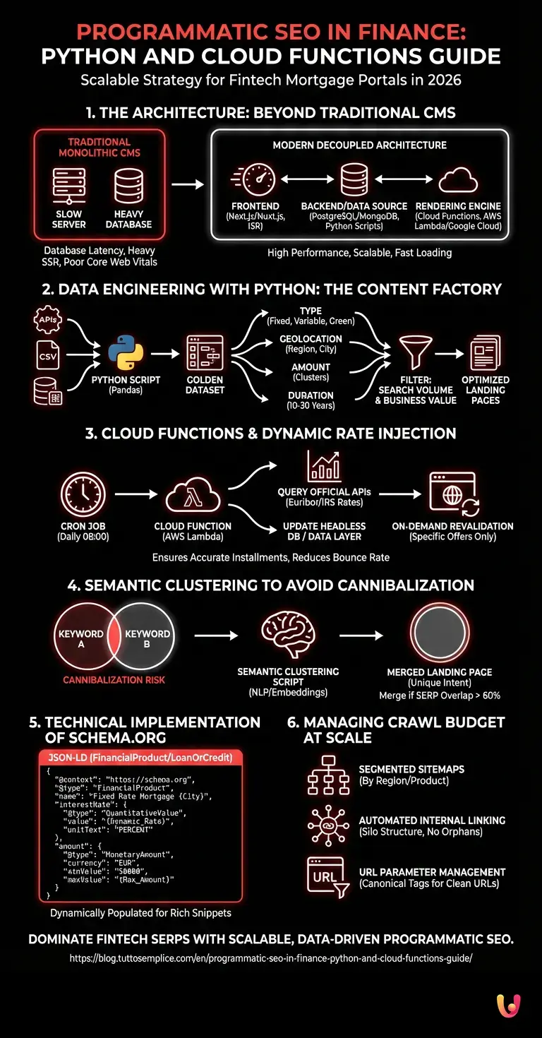 Programmatic SEO in Finance: Python and Cloud Functions Guide - Summary Infographic