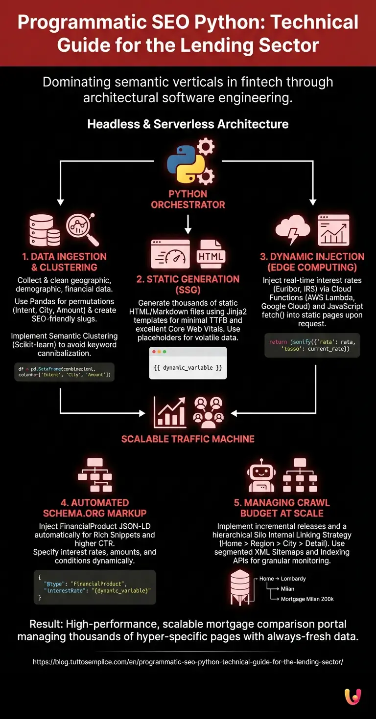 Programmatic SEO Python: Technical Guide for the Lending Sector - Summary Infographic