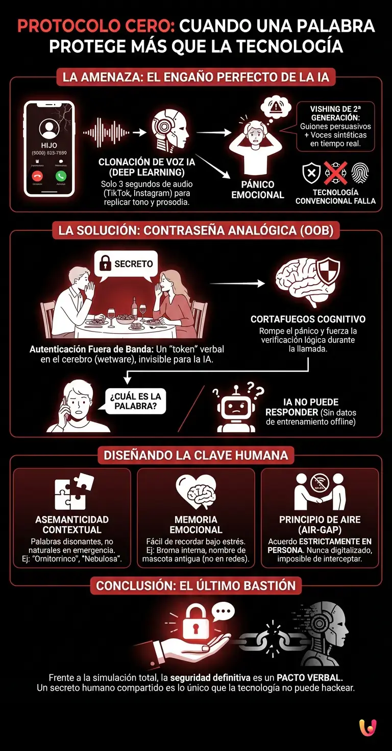 Protocolo Cero: cuando una palabra protege m&aacute;s que la tecnolog&iacute;a - Infograf&iacute;a resumen