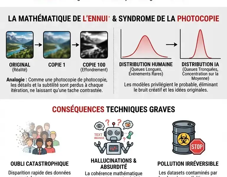 Infografica: Quand l'IA s'empoisonne : comprendre l'effondrement du mod&egrave;le