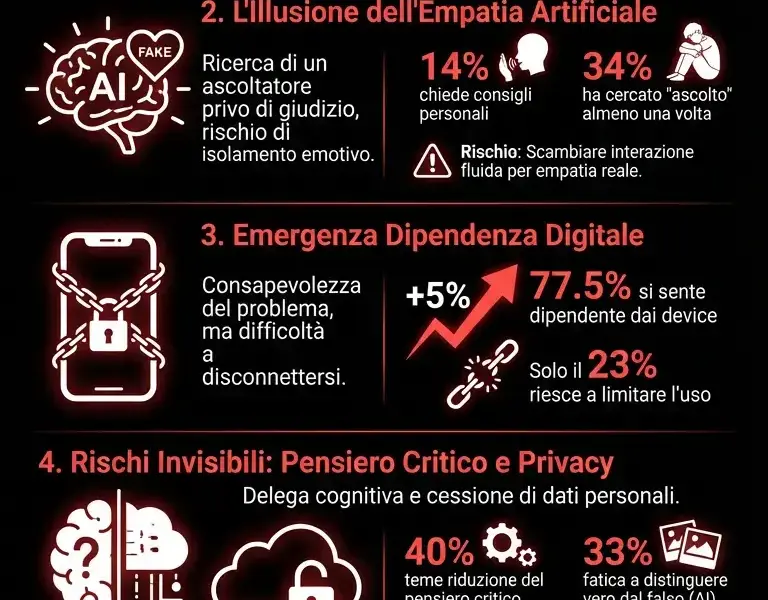 Infografica: Rapporto Safer Internet Day: uso LLM e dipendenza nei minori