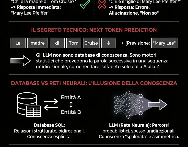 Infografica: Reversal Curse: perch&eacute; l'IA sbaglia le domande pi&ugrave; semplici