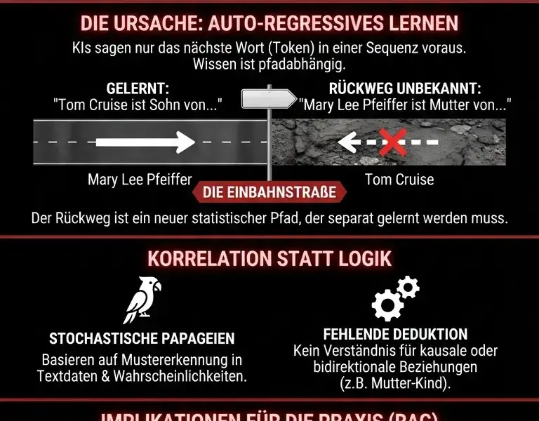 Infografica: Reversal Curse: Warum KIs an dieser simplen Umkehrung scheitern