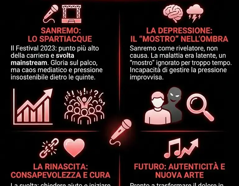 Infografica: Rosa Chemical a cuore aperto: "Sanremo, la depressione e la mia rinascita"