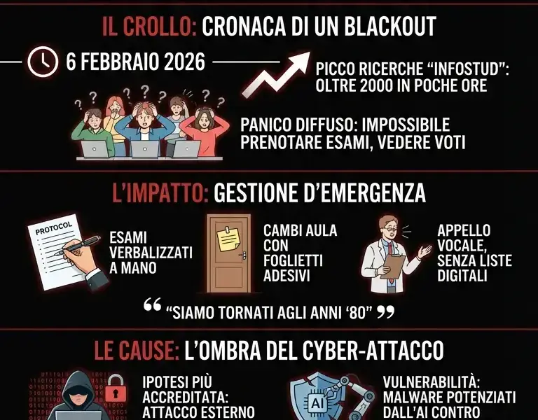 Infografica: Sapienza nel caos: crolla Infostud, l'ateneo torna a carta e penna