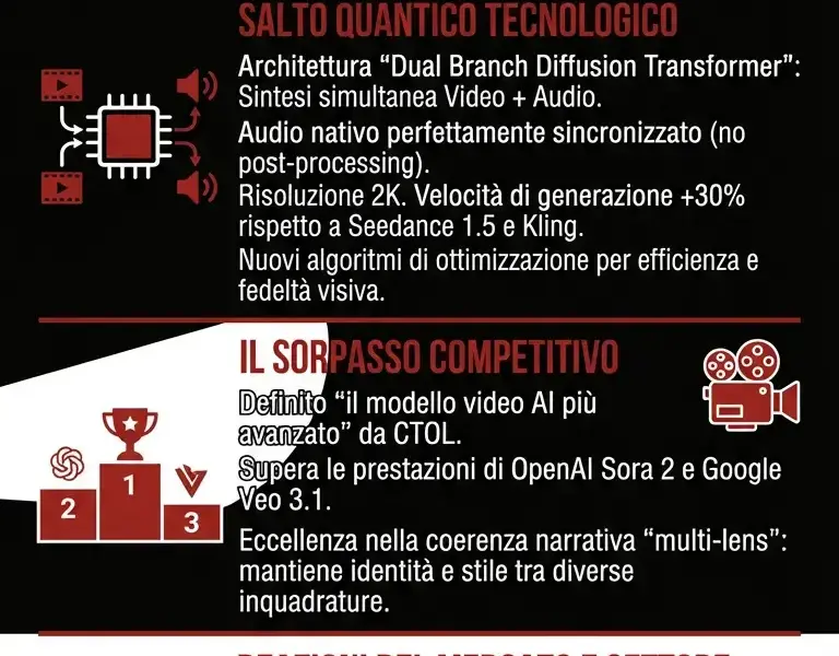 Infografica: Seedance 2.0: il nuovo modello AI di ByteDance supera Sora 2