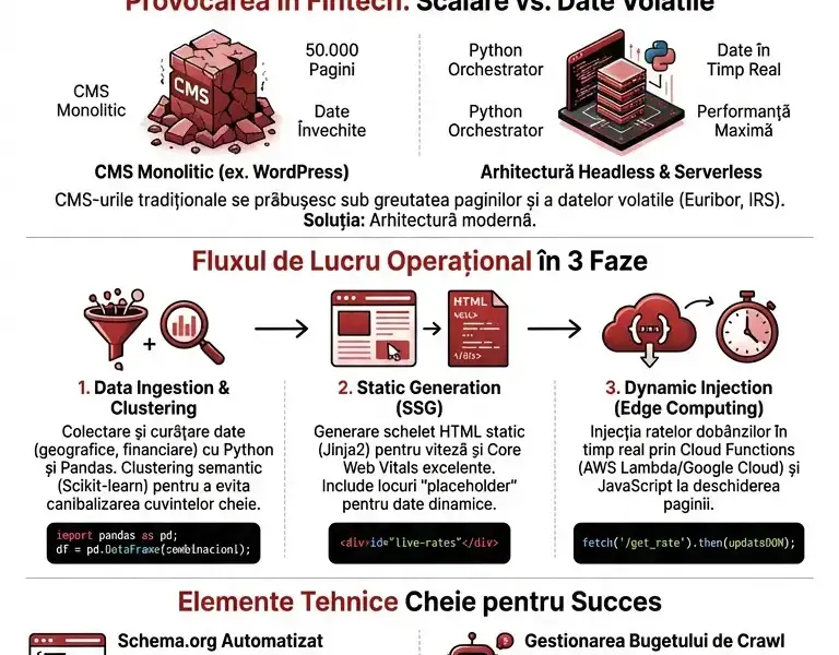Infografica: SEO Programatic Python: Ghid Tehnic pentru Sectorul Creditelor