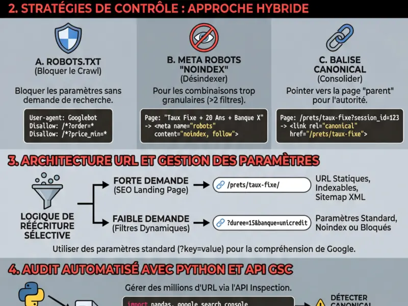Infografica: SEO Technique pour Portails Comparatifs : Gestion de la Navigation &agrave; Facettes