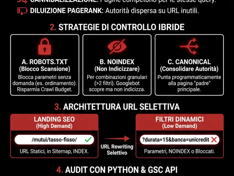 Infografica: SEO Tecnica per Portali Comparativi: Gestione della Faceted Navigation