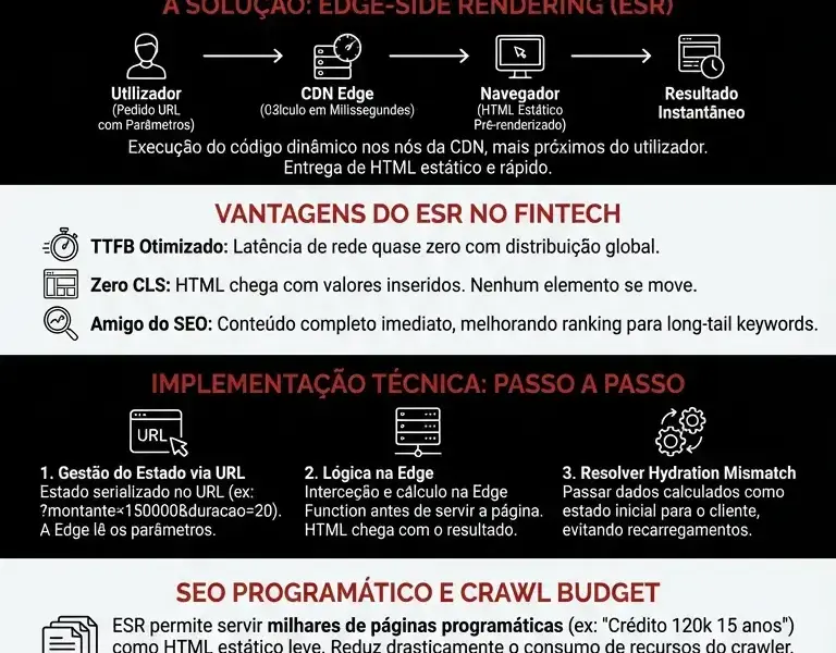 Infografica: SEO T&eacute;cnico Fintech: Edge-Side Rendering para Calculadoras de Cr&eacute;dito Habita&ccedil;&atilde;o