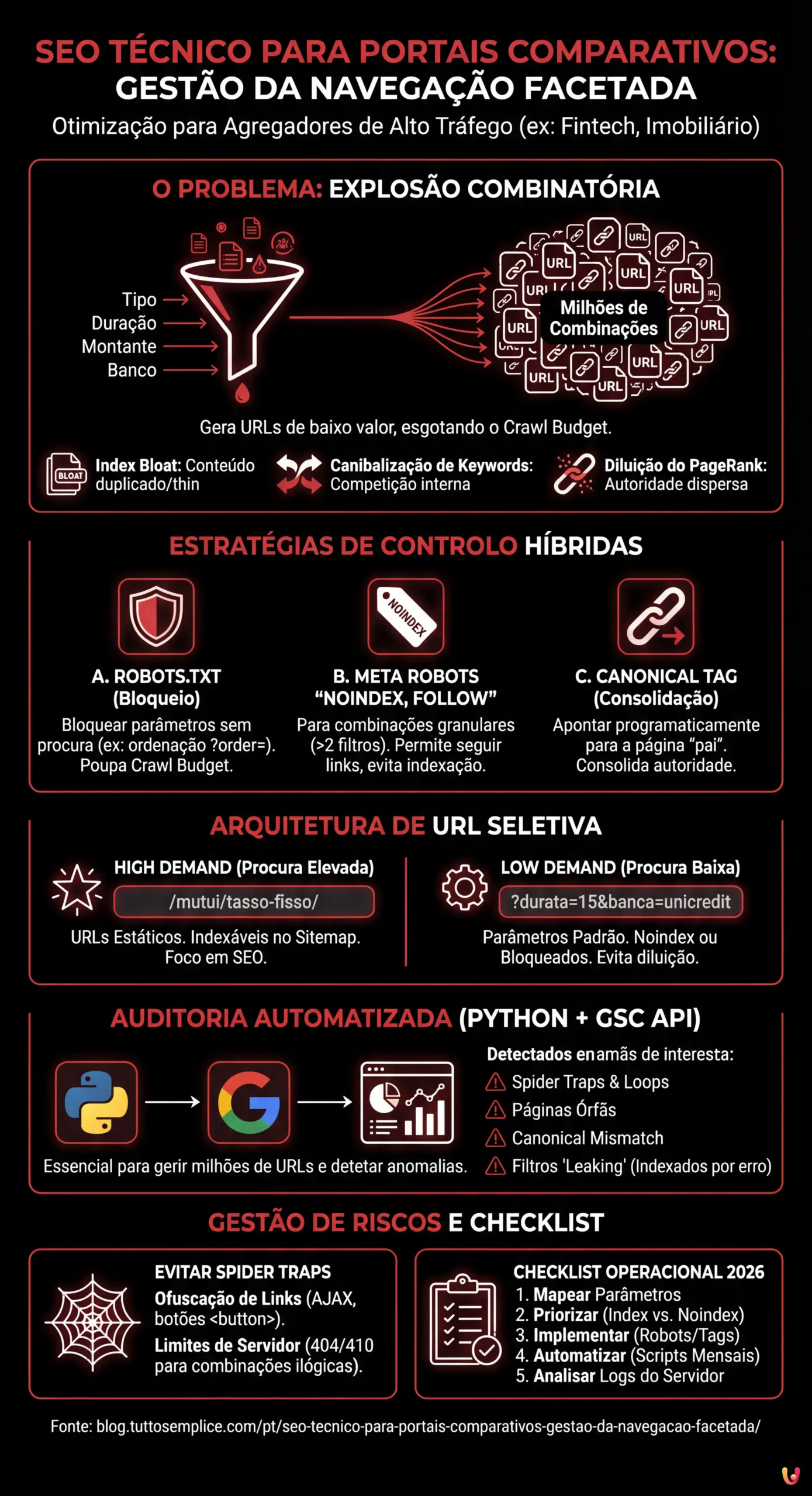 SEO T&eacute;cnico para Portais Comparativos: Gest&atilde;o da Navega&ccedil;&atilde;o Facetada - Infogr&aacute;fico resumido