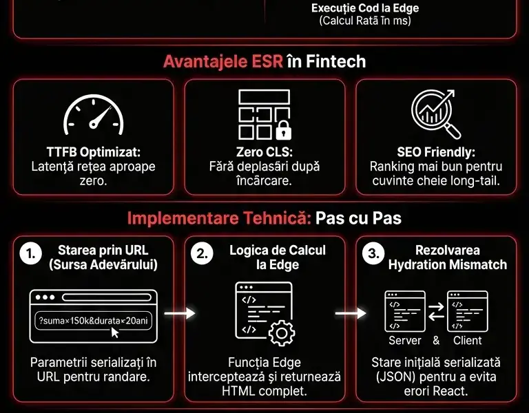 Infografica: SEO Tehnic Fintech: Edge-Side Rendering pentru Calculatoare de Credite Ipotecare