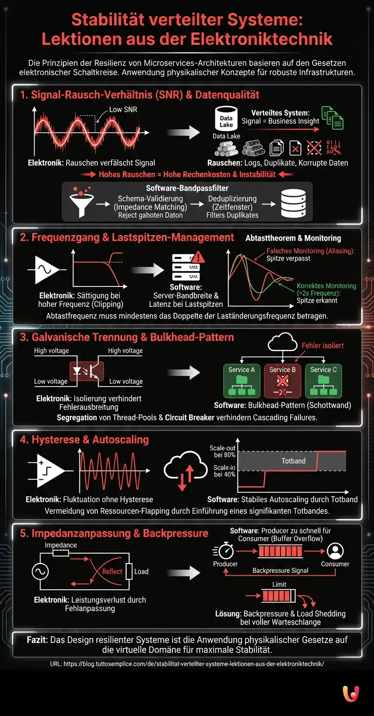 Stabilität verteilter Systeme: Lektionen aus der Elektroniktechnik - Zusammenfassende Infografik