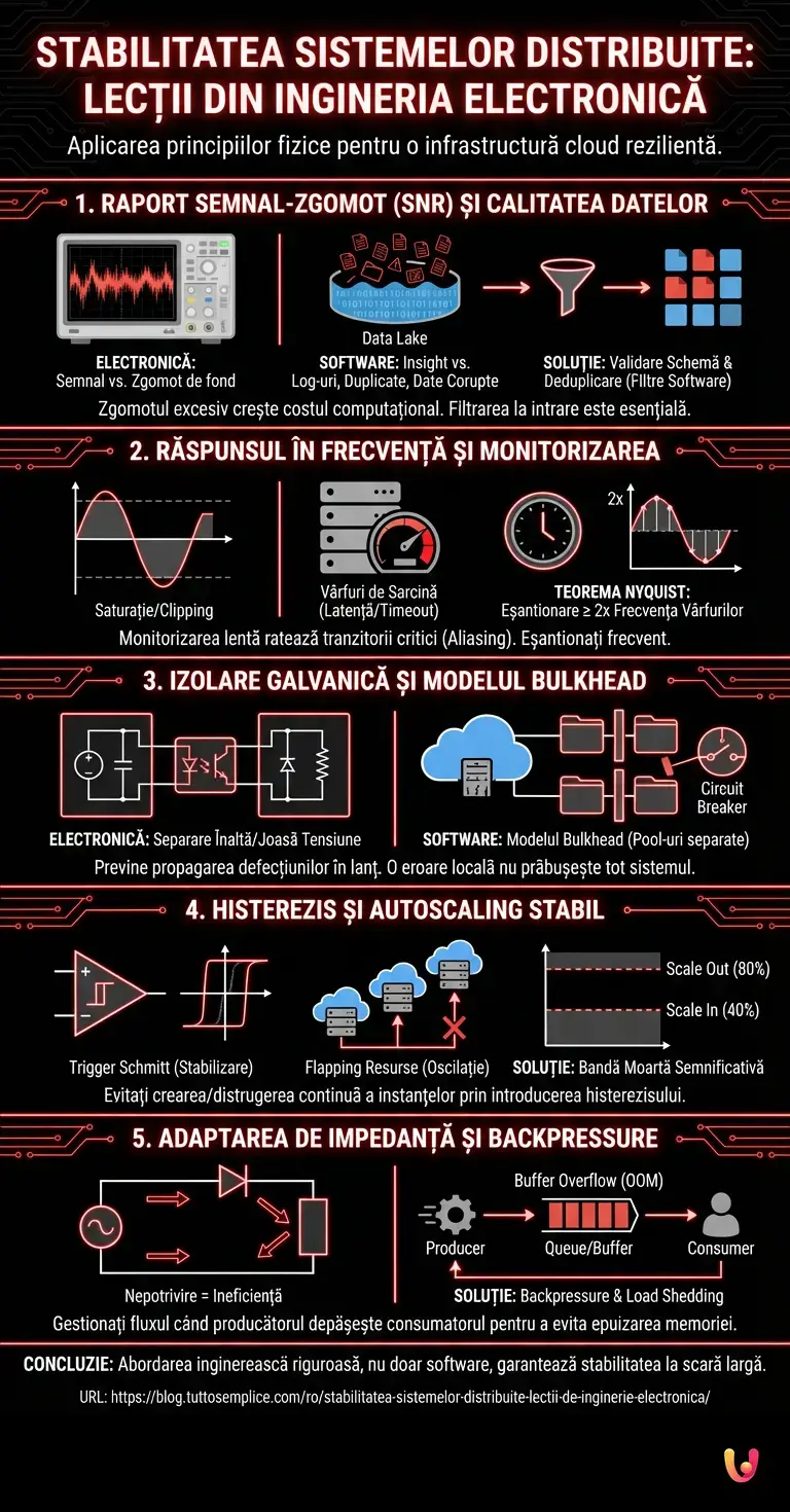 Stabilitatea Sistemelor Distribuite: Lecții de Inginerie Electronică - Infografic rezumativ