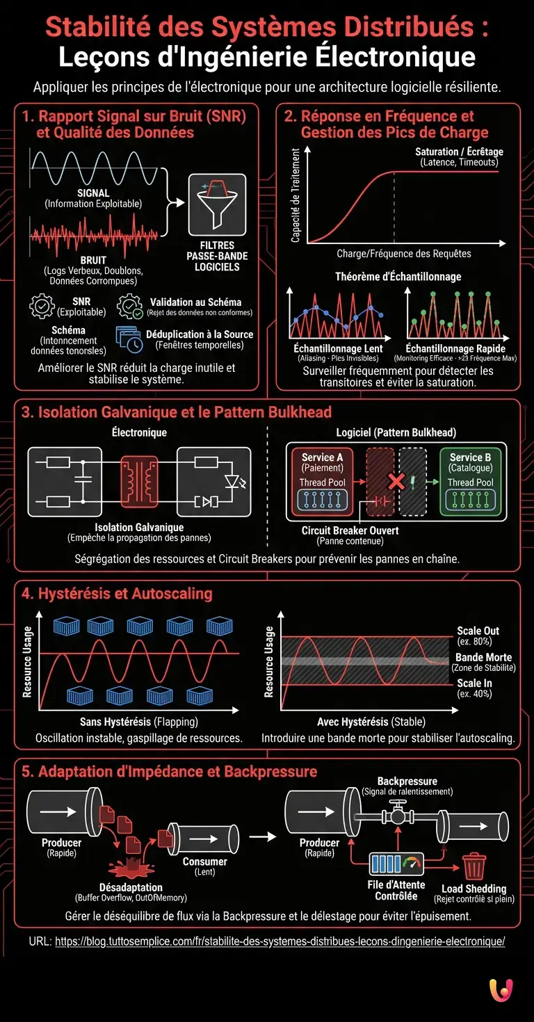 Stabilité des Systèmes Distribués : Leçons d'Ingénierie Électronique - Infographie résumant