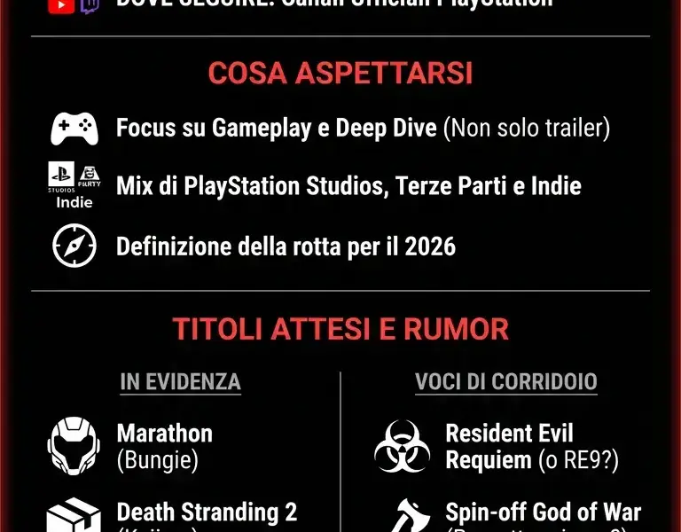 Infografica: State of Play Febbraio 2026 ufficiale: data, orario e durata evento