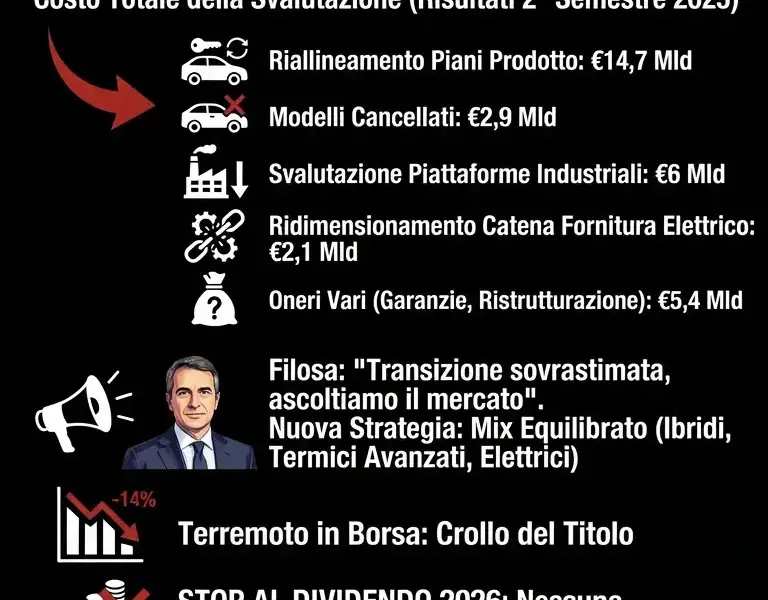 Infografica: Stellantis: cambio rotta sull'elettrico costa 22 miliardi, stop al dividendo