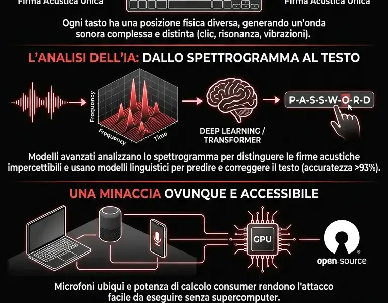 Infografica: Tastiera spiata dal suono: perch&eacute; non digitare mai in videochiamata
