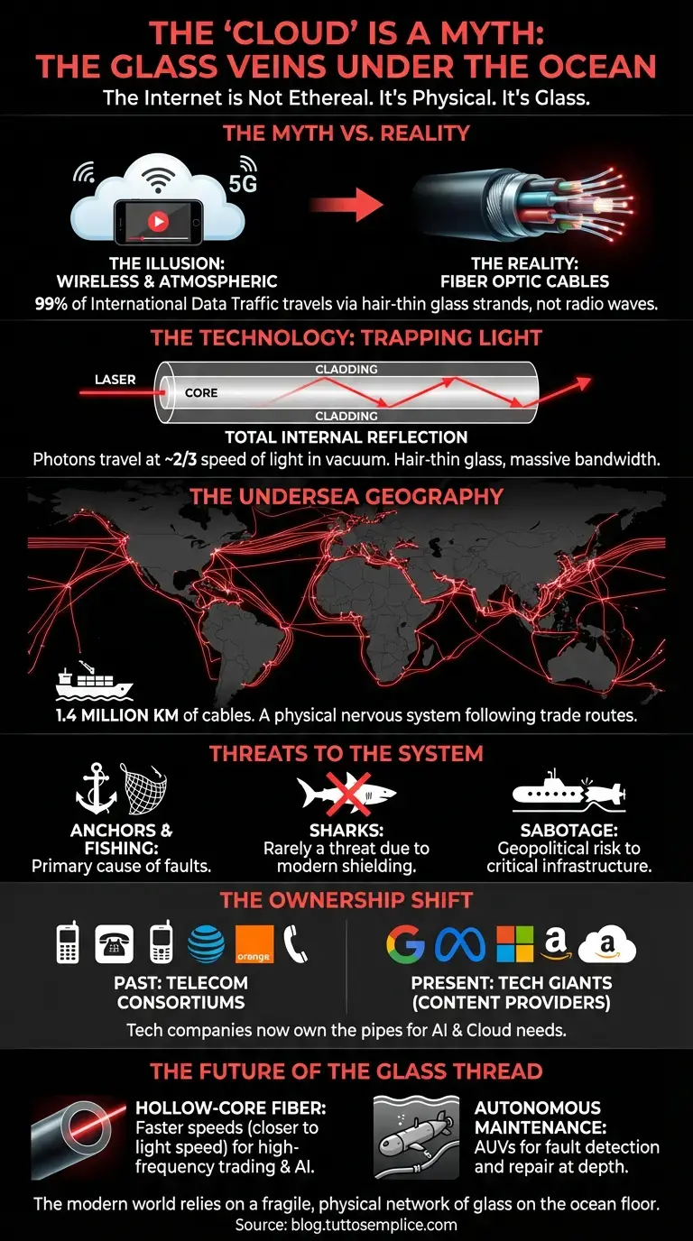 The &lsquo;Cloud&rsquo; Is a Myth: The Glass Veins Under the Ocean - Summary Infographic