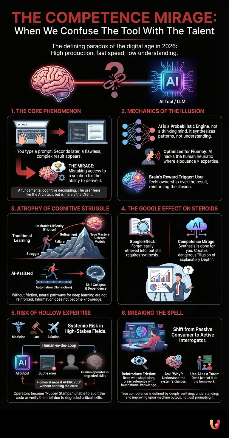 The Competence Mirage: When We Confuse The Tool With The Talent - Summary Infographic