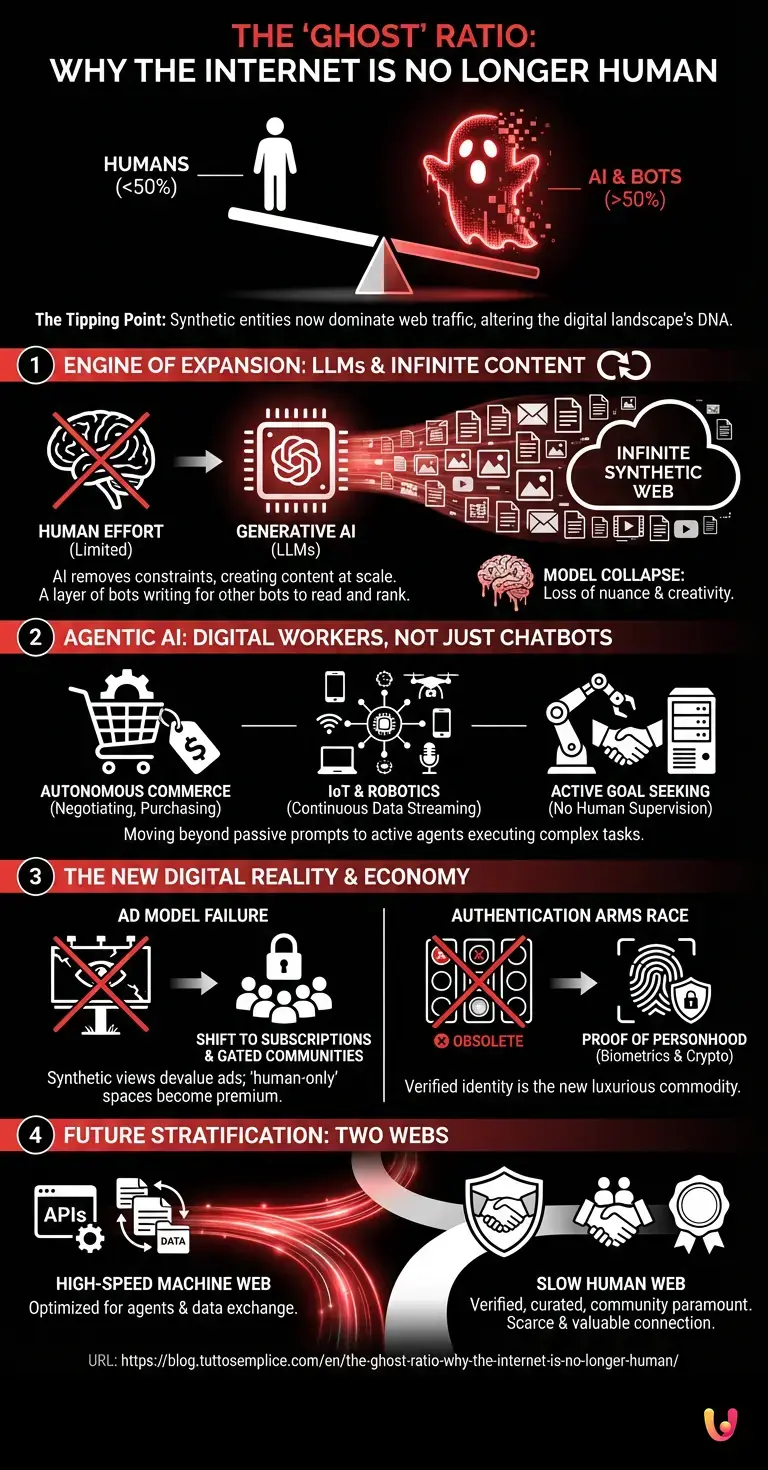 The 'Ghost' Ratio: Why the Internet Is No Longer Human - Summary Infographic