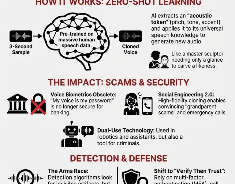 Infografica: The Invisible Heist: How AI clones your voice in 3 seconds