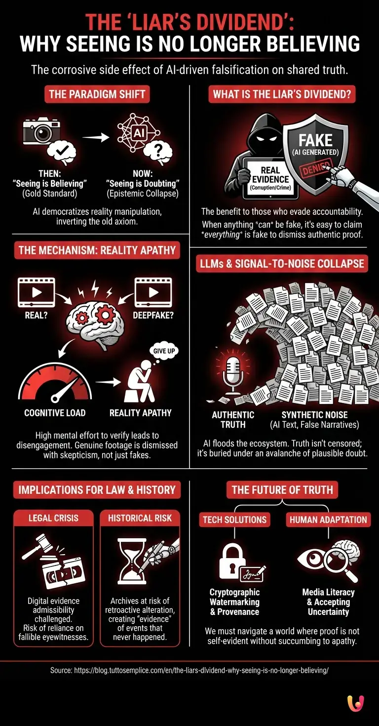 The 'Liar's Dividend': Why Seeing Is No Longer Believing - Summary Infographic