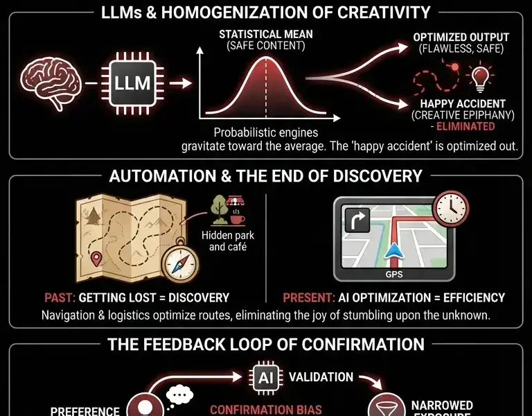 Infografica: The Serendipity Gap: Why AI views surprise as a mathematical error