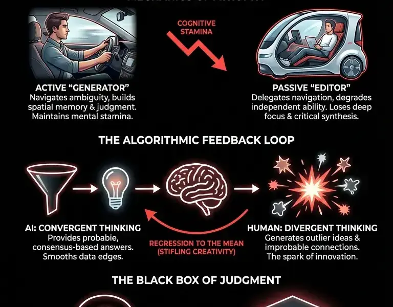 Infografica: The Silent Atrophy: Why AI Convenience Is a Cognitive Trap