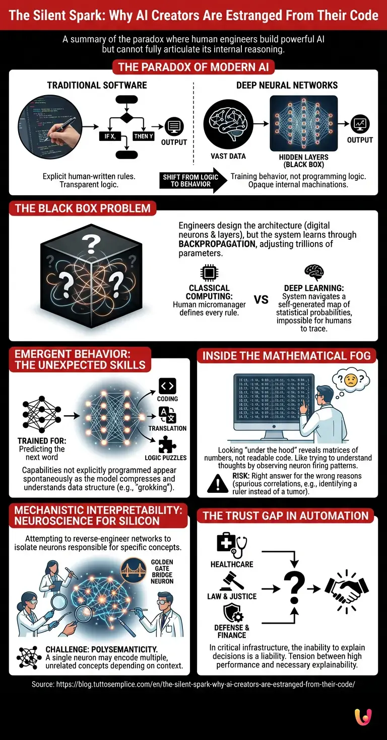 The Silent Spark: Why AI Creators Are Estranged From Their Code - Summary Infographic