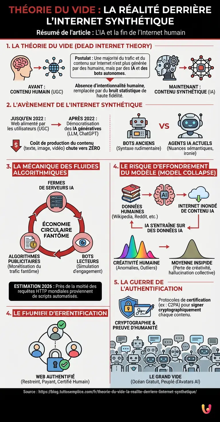 Théorie du vide : la réalité derrière l'Internet synthétique - Infographie résumant