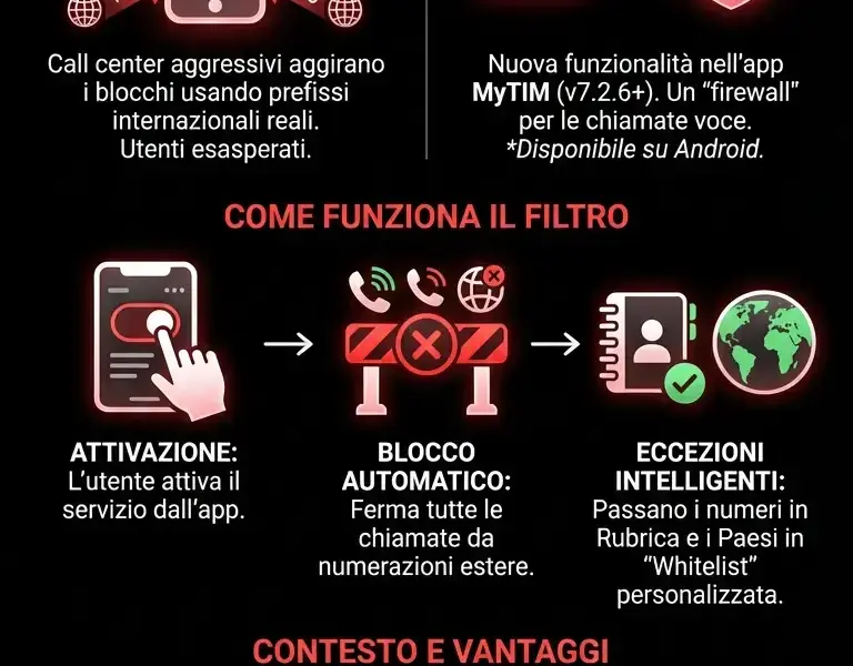 Infografica: TIM Stop Spam: la nuova arma contro i call center esteri
