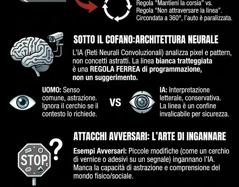Infografica: Trappola del sale: perch&eacute; un cerchio bianco blocca la guida autonoma