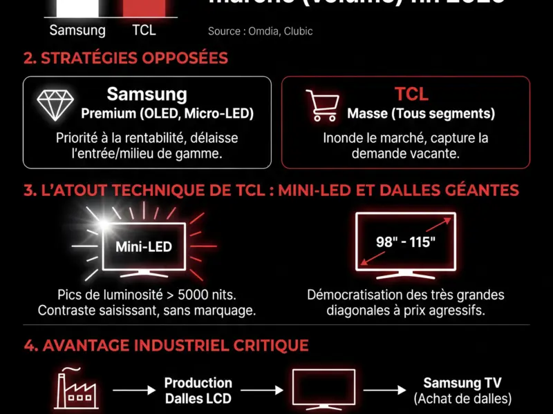 Infografica: TV : TCL talonne Samsung et menace son tr&ocirc;ne historique